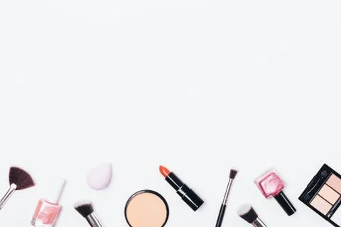 Women's cosmetics on white background Stock Photos