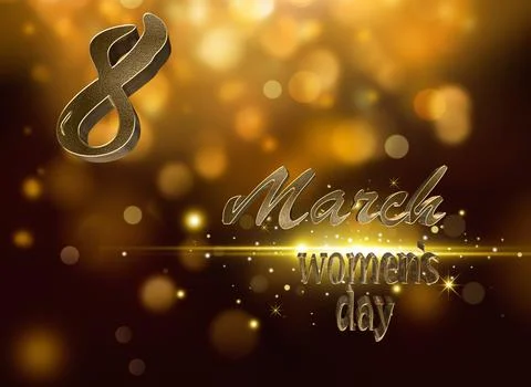Women's day. 8 March. Typographical , light, heart. Greeting card invitation Stock Illustration