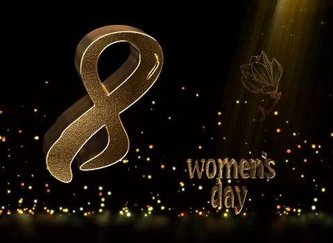 Women's day. 8 March. Typographical , light, heart. Greeting card invitation Stock Illustration