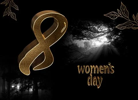 Women's day. 8 March. Typographical , light, heart. Greeting card invitation Stock Illustration