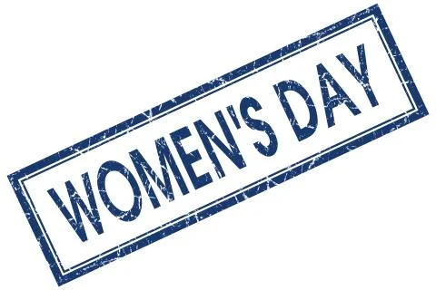 Womens day blue square stamp isolated on white background Stock Illustration