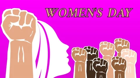 Women's day creative animation with support hands in different skin colour Video stock 232229471