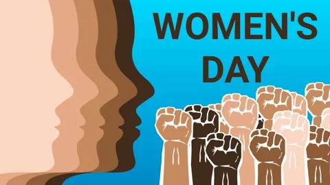 Women's day creative greeting animation on blue background Video stock 232229510