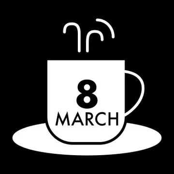 Women's Day gift cup solid icon. Mug 8 march vector illustration isolated on 스톡 일러스트