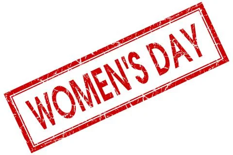 Womens day red square stamp isolated on white background Stock Illustration