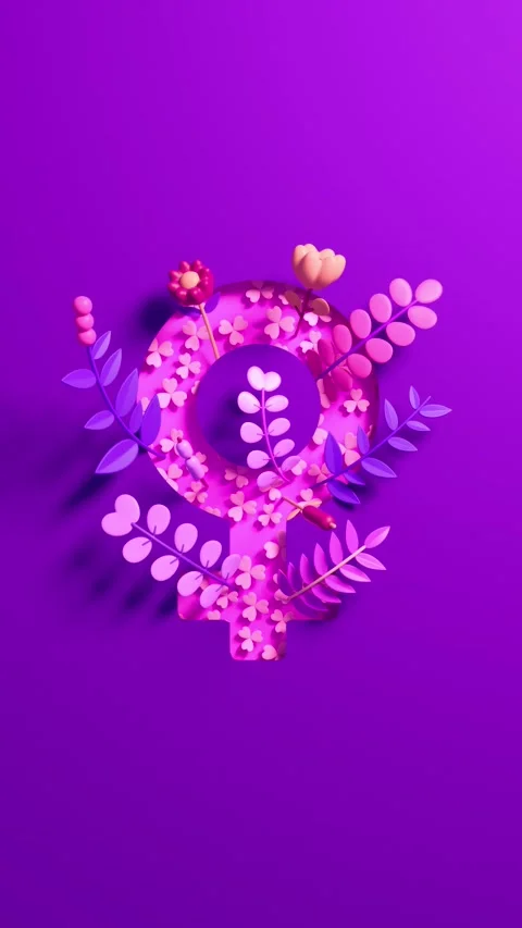 Womens Day video loop for social media with female symbol, floral ornaments.. Video stock 301286863