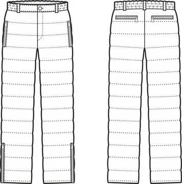 Womens down pants. Front and back. Stock Illustration