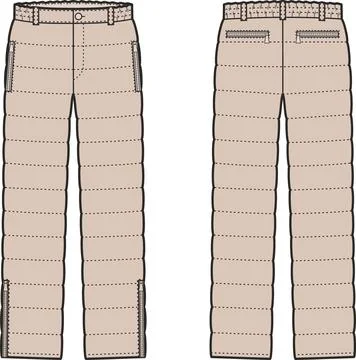 Womens down pants. Front and back. Illustrazione stock