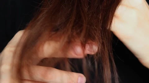 Women's ends of hair care problems. Healthy concept. Stock Footage 212009142