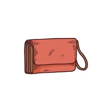 Womens envelope bag with loop strap, cartoon vector illustration isolated. Illustrazione stock