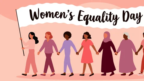 Women's Equality Day Animation with Diverse Women Holding Hands for Awarenes Stock-Footage 341674606