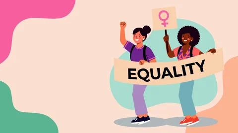Women's Equality March Animation with Diverse Female Activists Holding Equal Stock Footage 341674613