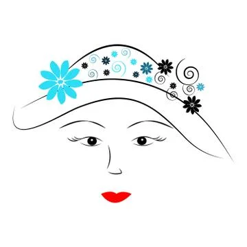 Womens eye with hat on white background Stock Illustration