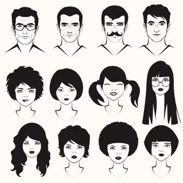 Women's faces Stock Illustration