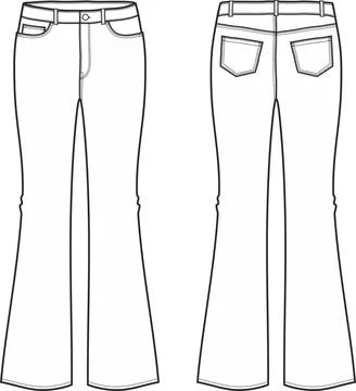 Women's flared jeans. Stock Illustration