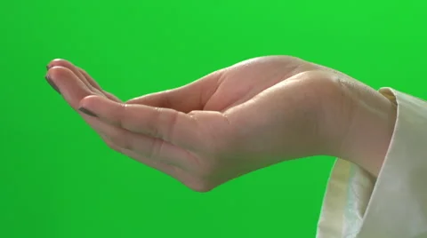 Women's hand isolated green screen Stock Footage 64805900