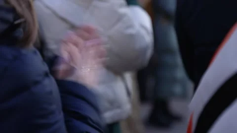 Women's hands applaud in the crowd, close-up shot Stock Footage 171097902