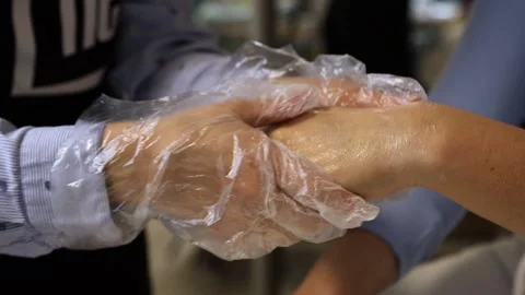 Women's hands apply a cream to moisturize the skin. Beautiful delicate skin Stock Footage 170192035