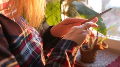 Women's hands close up. Girl doing manicure on her hands, Counterspell, real tim Stock Footage 87828158
