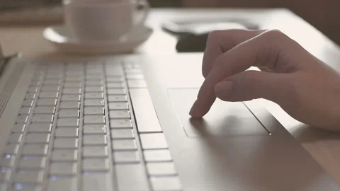 Women's hands control the patchpad. Close-up. HD Stock-Footage 101432671