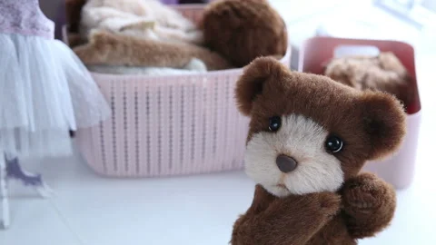 Women's hands create a textile product, toy, pattern Video stock 88231395
