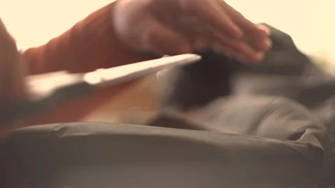 Women's hands cut the thread on the fabric 4K Stock-Footage 102470614