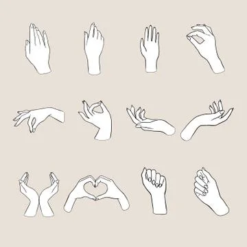 Women’s hands gestures Stock Illustration