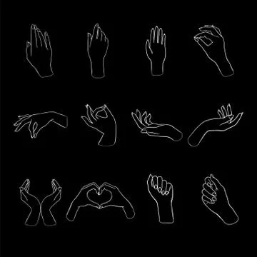 Women’s hands gestures Stock Illustration