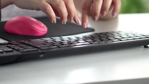 Women's hands on the keyboard Stock Footage 98288016