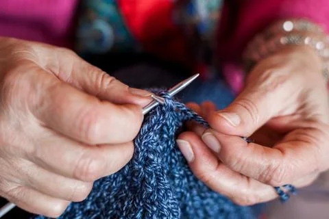 Women's hands knitting Stock Photos