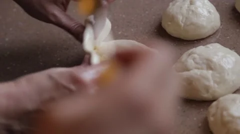Women's hands make pie dough Stock Footage 48812520