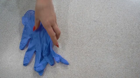 Women's hands put on the table antiseptic 库存影片 127864496