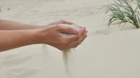 Women's hands with sand Stock Footage 55194128