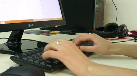 Women's Hands Typing On a Computer Stock Footage 58688572