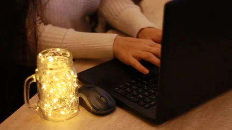 Women's hands typing on computer Stock Footage 95969838