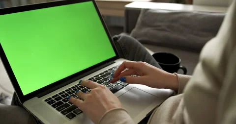 Women's hands typing on computer. Green Screen, Stock Footage 145717695