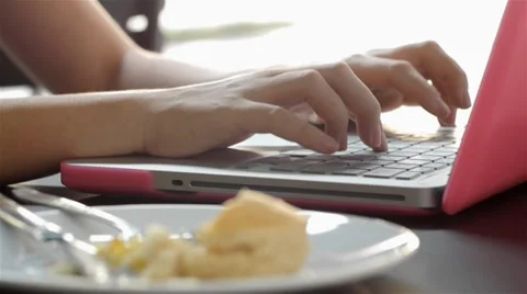 Women's hands typing on computer keyboard Stock Footage 36239916