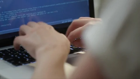 Women's hands typing on computer russian keyboard Stock Footage 71368615