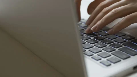 Women's hands typing on computer RUSSIAN keyboard (HD) Stock Footage 101742993