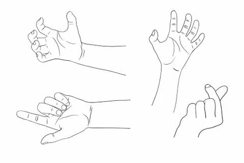 Women's hands in various postures. Stock Illustration