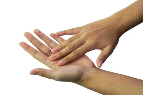 Women's hands in various postures. Stock Photos