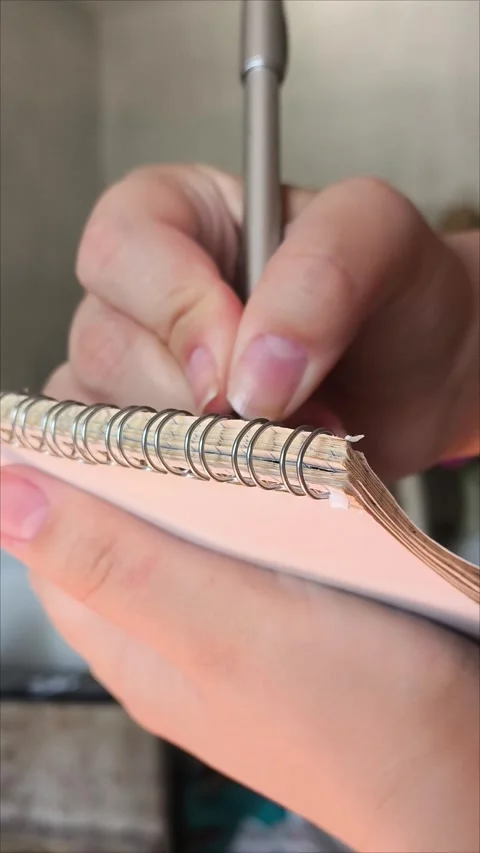 Womens hands write with a pen in a notebook Stock Footage 313108794