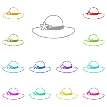 Women's hat glyph icon in multi color. Simple glyph vector of summer set for  Stock Illustration