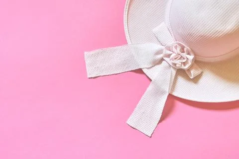 Women's hat on pink background Stock Photos