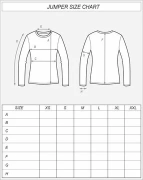 Women's jumper size chart. Stock Illustration