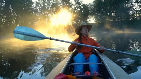 Women's kayak trip Stock Footage 77762988