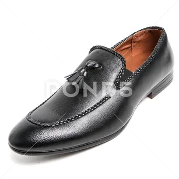 Women's leather platform shoes isolated on white background Stock Photos