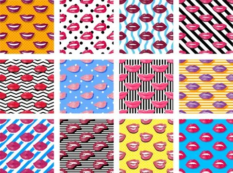 Womens Lips Seamless Pattern Vector Illustration 스톡 일러스트