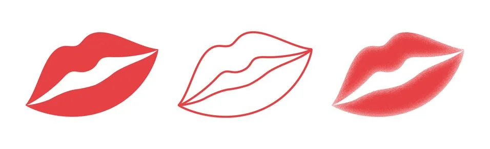 Women's lips vector icon set isolated from background. Stock Illustration