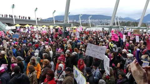 Womens march crowd protesting Stock Footage 71808709